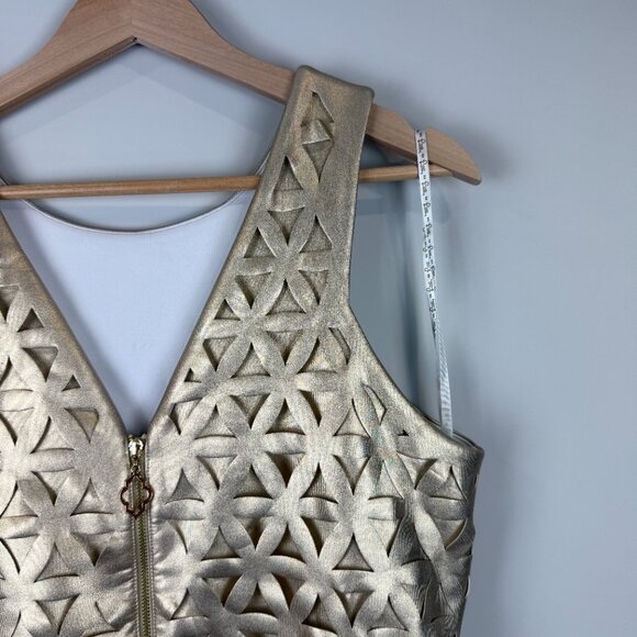 NWT Lilly Pulitzer Mango Laser Cut Shift Dress, Size L in Gold - Picture 7 of 10